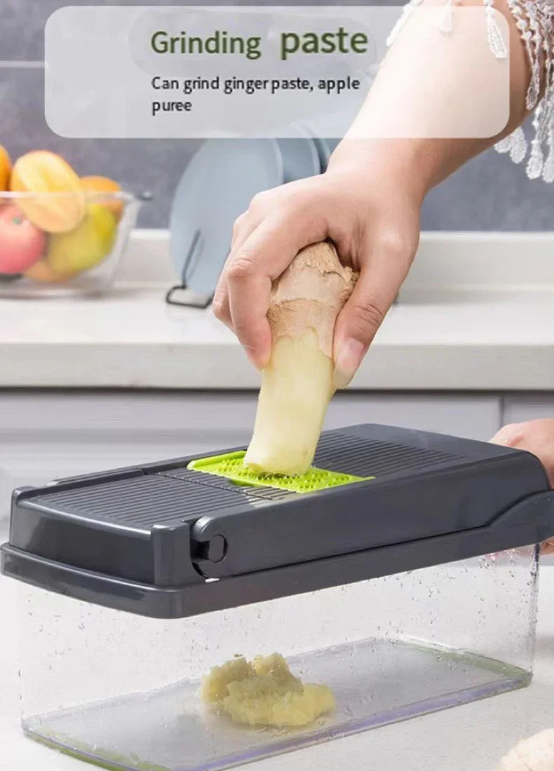 Vegetable Cutter Multifunctional Kitchen Tool, 5-in-1 Food Chopper for Tomato Carrot Cheese Onion, Handheld Slicer Dicer Grater